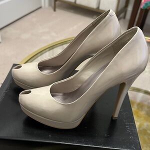 BCBG Paris Women's Leanna Grey Peep-Toe Heels